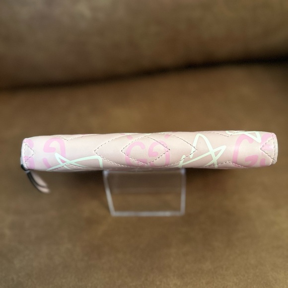 Calfskin Matelasse GucciGhost GG Marmont Zip Around Wallet Pink Rosa Ivory - Picture 7 of 12